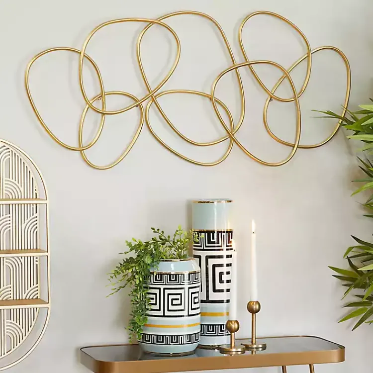 Wall Plaques-Kirklands Home Abstract Rings Metal Wall Plaque Gold