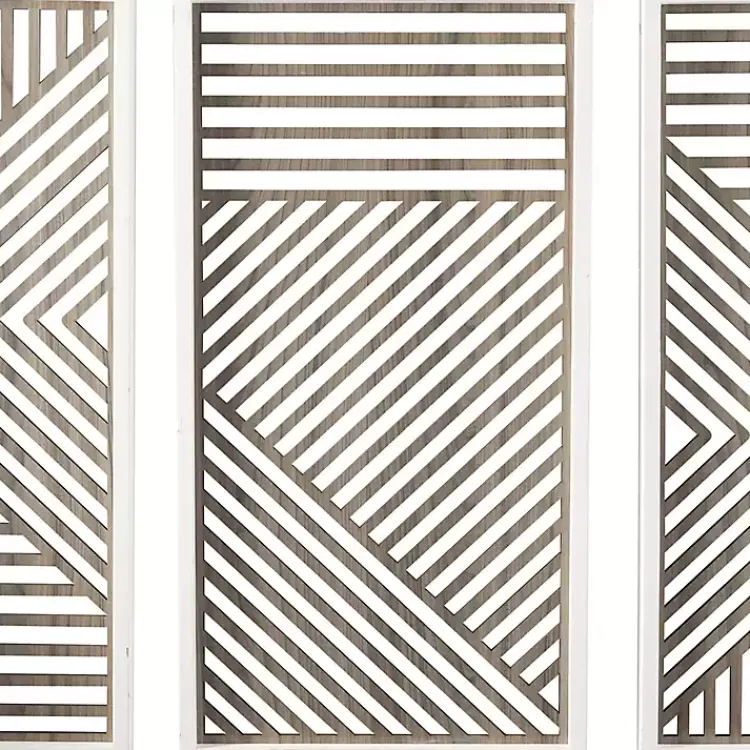 Wall Plaques-Kirklands Home Brown Geometric Wood Panel Wall Plaques, Set of 3