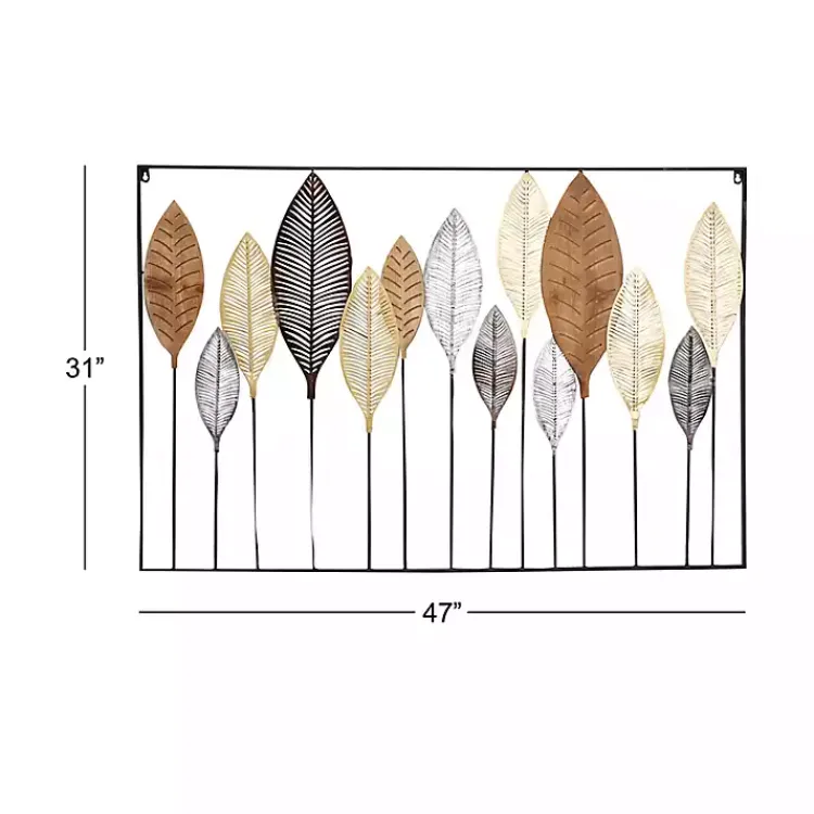 Wall Plaques-Kirklands Home Metal and Wood Leaf Stems Wall Plaque Multi