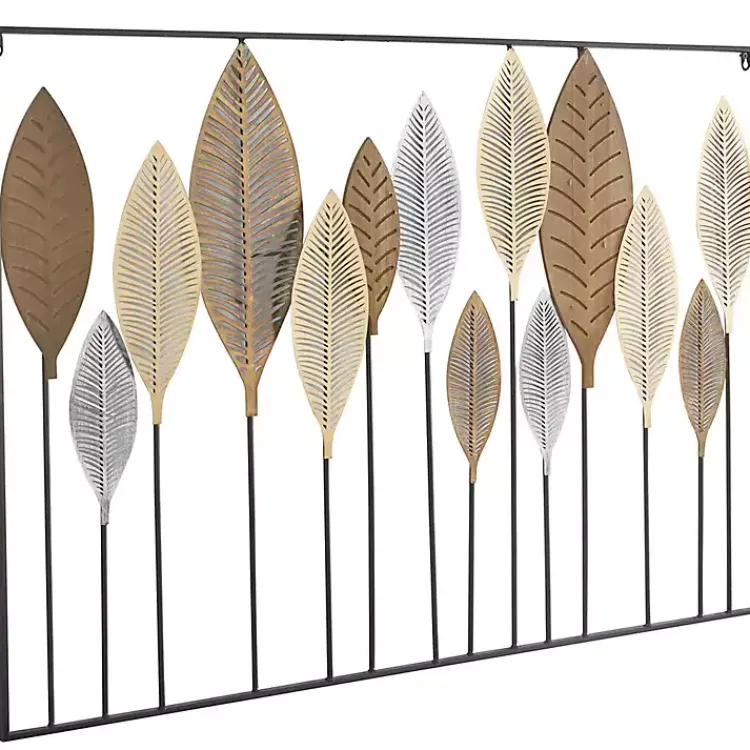 Wall Plaques-Kirklands Home Metal and Wood Leaf Stems Wall Plaque Multi