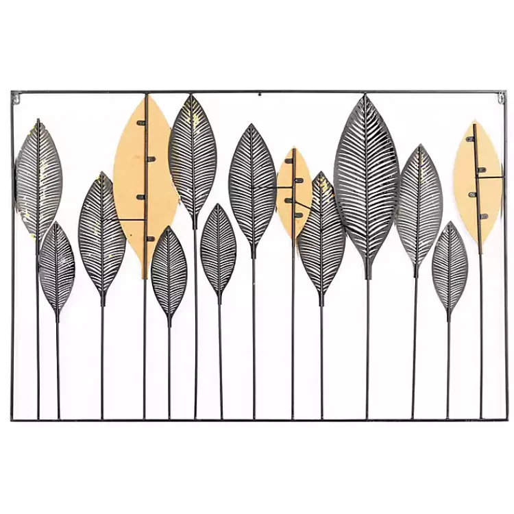 Wall Plaques-Kirklands Home Metal and Wood Leaf Stems Wall Plaque Multi