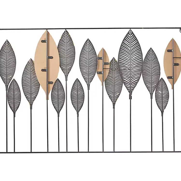 Wall Plaques-Kirklands Home Metal and Wood Leaf Stems Wall Plaque Multi