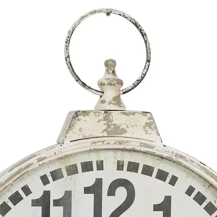Clocks-Kirklands Home Distressed White Pocket Wall Clock