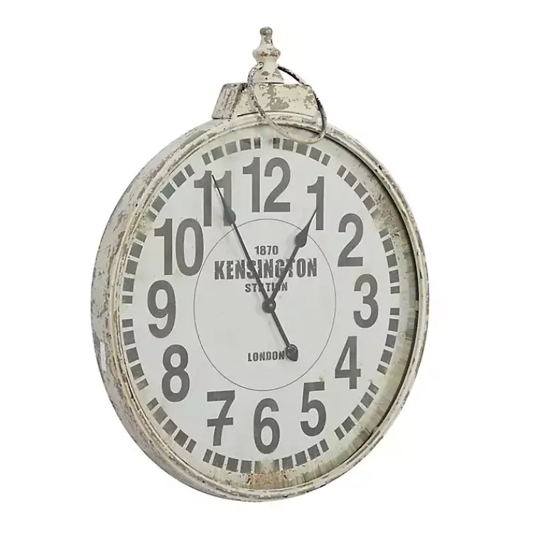 Clocks-Kirklands Home Distressed White Pocket Wall Clock
