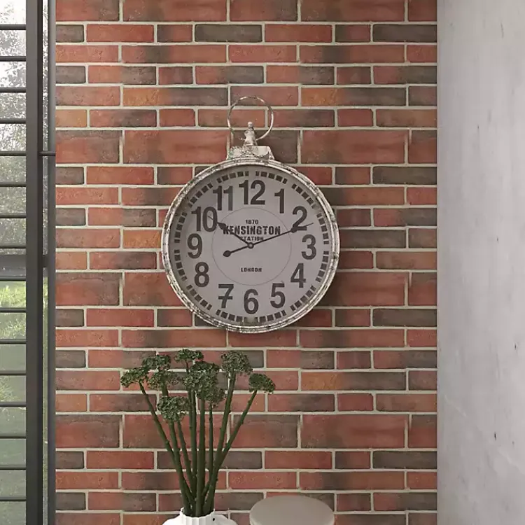 Clocks-Kirklands Home Distressed White Pocket Wall Clock