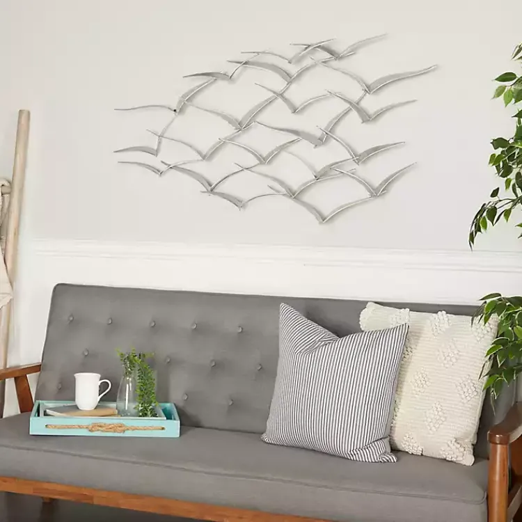 Wall Plaques-Kirklands Home Metal Flock of Birds Wall Plaque Silver