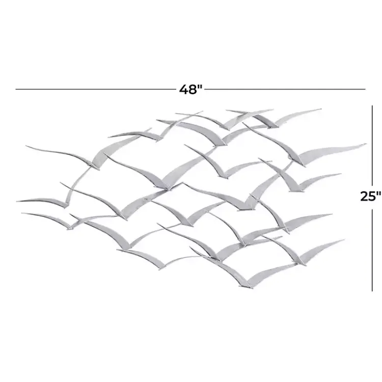Wall Plaques-Kirklands Home Metal Flock of Birds Wall Plaque Silver