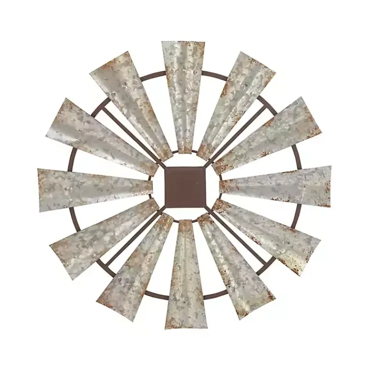 Wall Plaques-Kirklands Home Metal Windmill Wall Plaque Silver