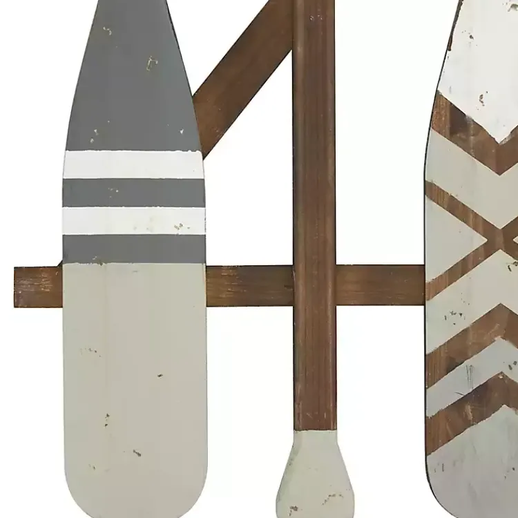 Wall Plaques-Kirklands Home Gray Wood Arrow and Striped Paddle Wall Plaque