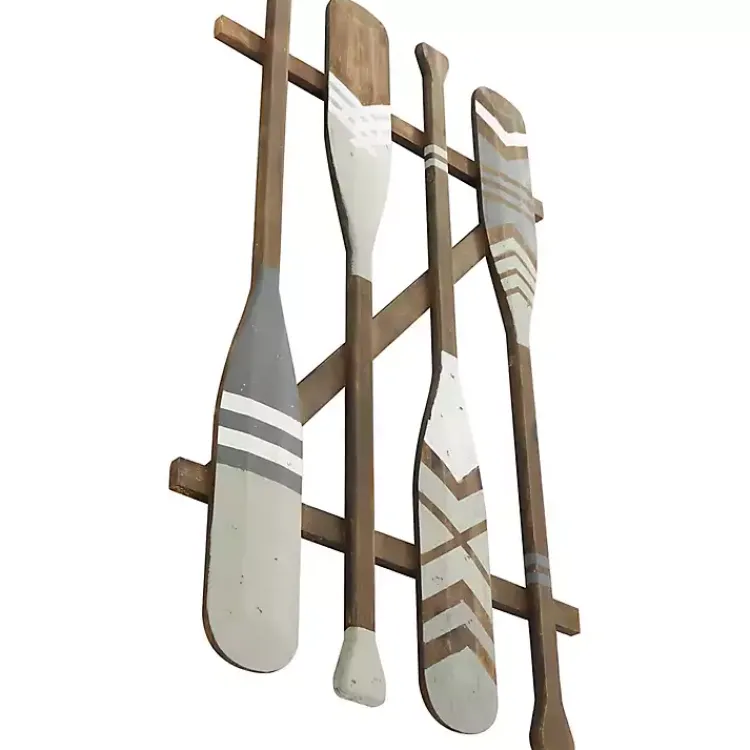 Wall Plaques-Kirklands Home Gray Wood Arrow and Striped Paddle Wall Plaque