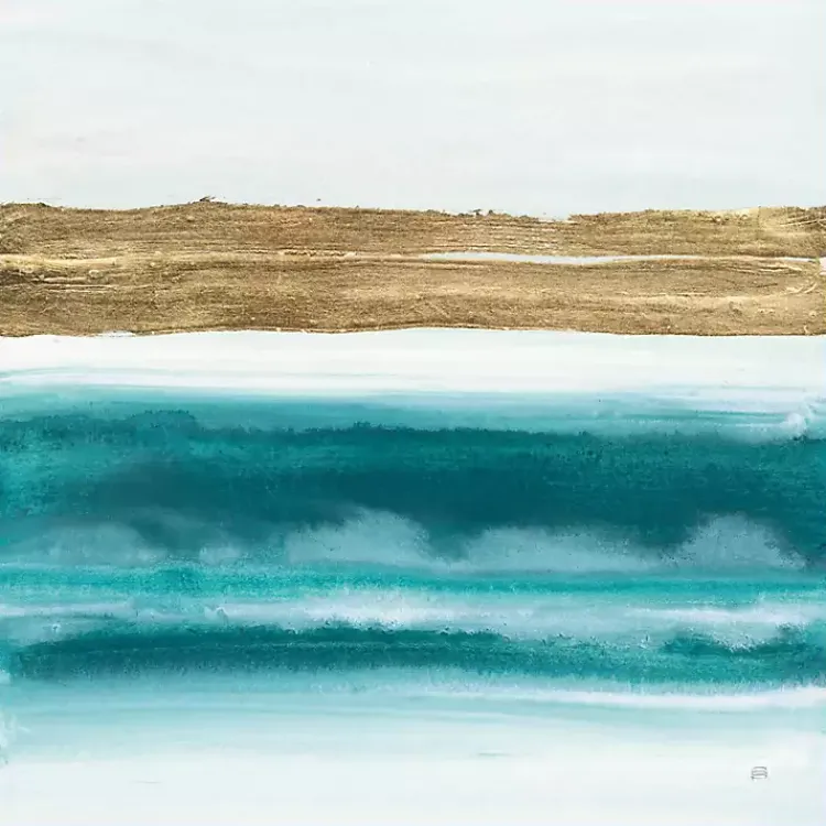 Canvas Art-Kirklands Home Abstract Gold Emerald Beach III Canvas Art Print