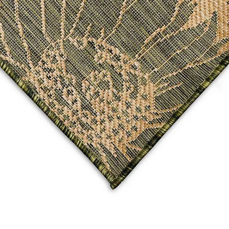 Outdoor Rugs-Kirklands Home Green Floral Blooms Outdoor Area Rug, 4x7