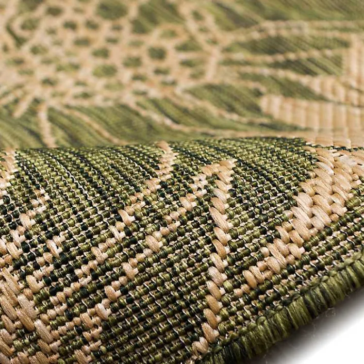 Outdoor Rugs-Kirklands Home Green Floral Blooms Outdoor Area Rug, 4x7