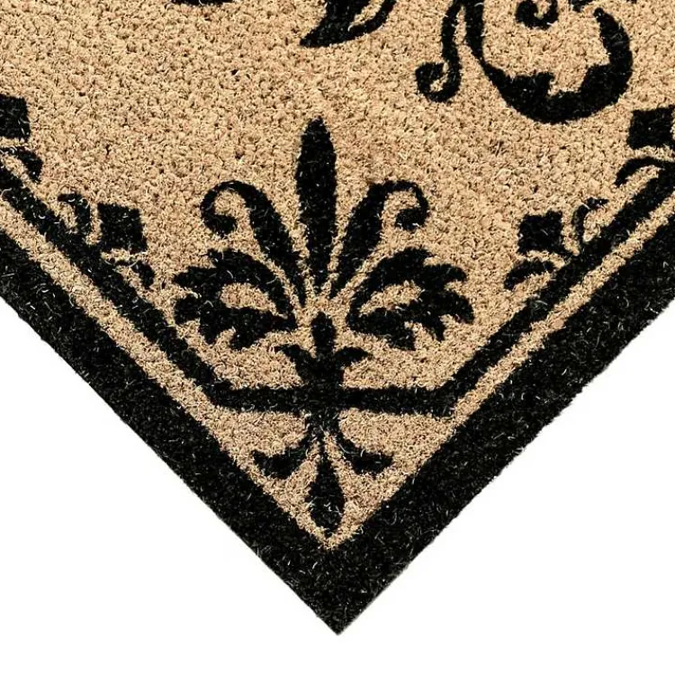 Doormats-Kirklands Home Black Fleur De Lis Monogram H Doormat