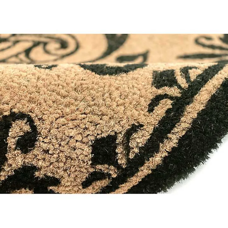 Doormats-Kirklands Home Black Fleur De Lis Monogram P Doormat