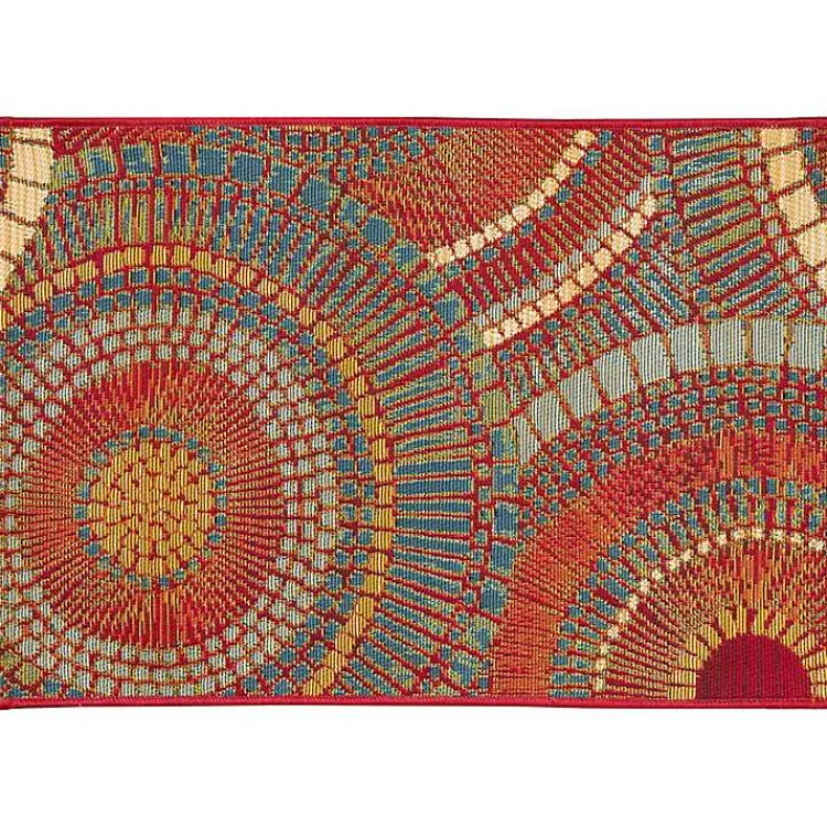 Outdoor Rugs-Kirklands Home Red & Blue Circles Indoor/Outdoor Rug, 2x3