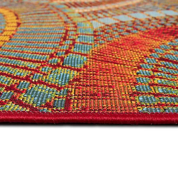 Outdoor Rugs-Kirklands Home Red & Blue Circles Indoor/Outdoor Rug, 2x3