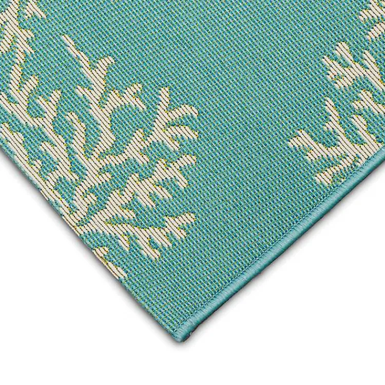 Outdoor Rugs-Kirklands Home Turquoise Coral Indoor/Outdoor Rug, 2x3