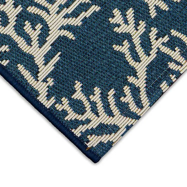 Outdoor Rugs-Kirklands Home Navy Blue Coral Indoor/Outdoor Rug, 2x3