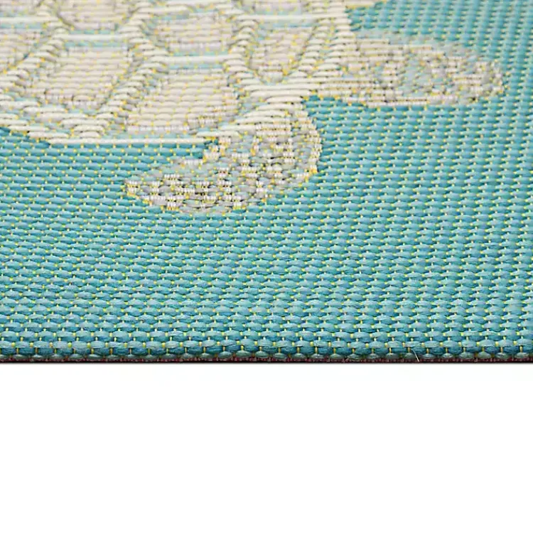Outdoor Rugs-Kirklands Home Turquoise Turtles Indoor/Outdoor Rug, 2x3