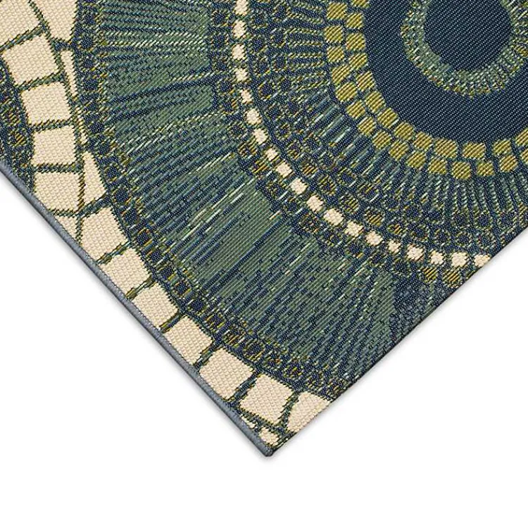 Outdoor Rugs-Kirklands Home Blue & Green Circles Indoor/Outdoor Rug, 3x4