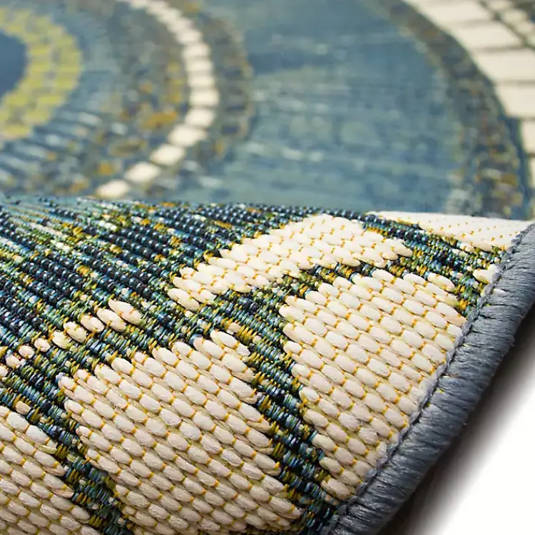 Outdoor Rugs-Kirklands Home Blue & Green Circles Indoor/Outdoor Rug, 3x4