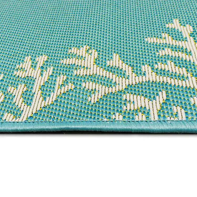 Outdoor Rugs-Kirklands Home Turquoise Coral Indoor/Outdoor Rug, 3x4