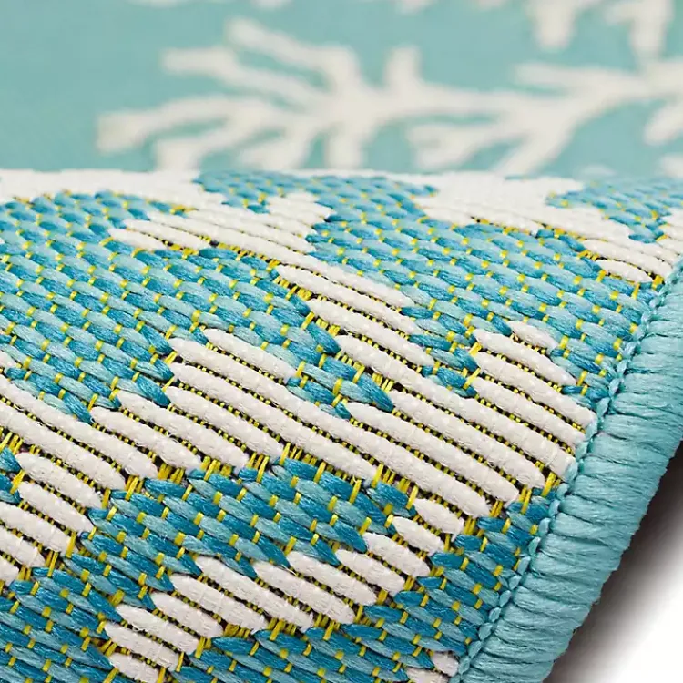 Outdoor Rugs-Kirklands Home Turquoise Coral Indoor/Outdoor Rug, 3x4