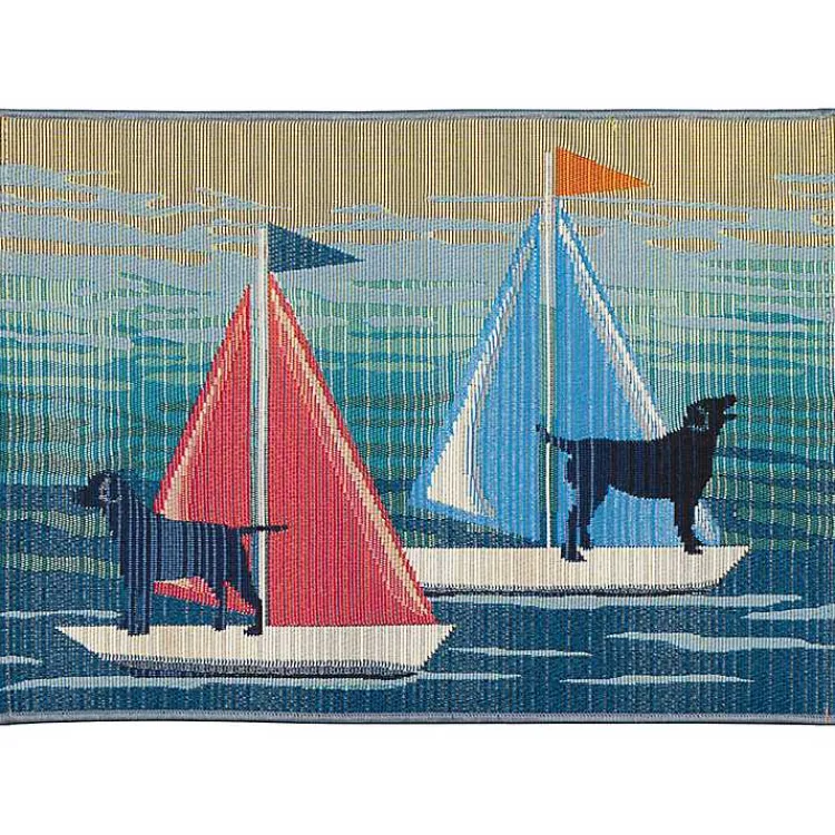 Outdoor Rugs-Kirklands Home Dogs on Sailboats Indoor/Outdoor Rug, 3x4
