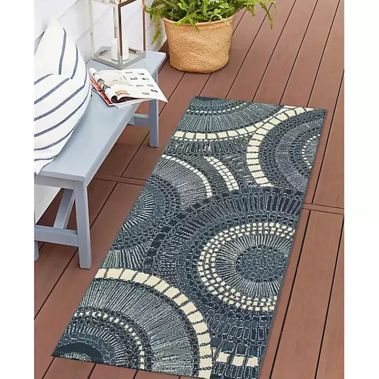 Outdoor Rugs-Kirklands Home Spheres Indoor/Outdoor Runner, 1x4 Blue