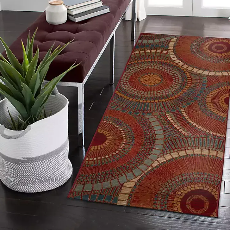 Outdoor Rugs-Kirklands Home Spheres Indoor/Outdoor Runner, 1x4 Red