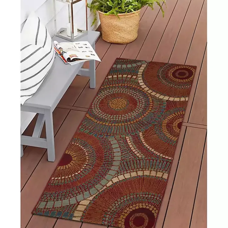 Outdoor Rugs-Kirklands Home Spheres Indoor/Outdoor Runner, 1x4 Red