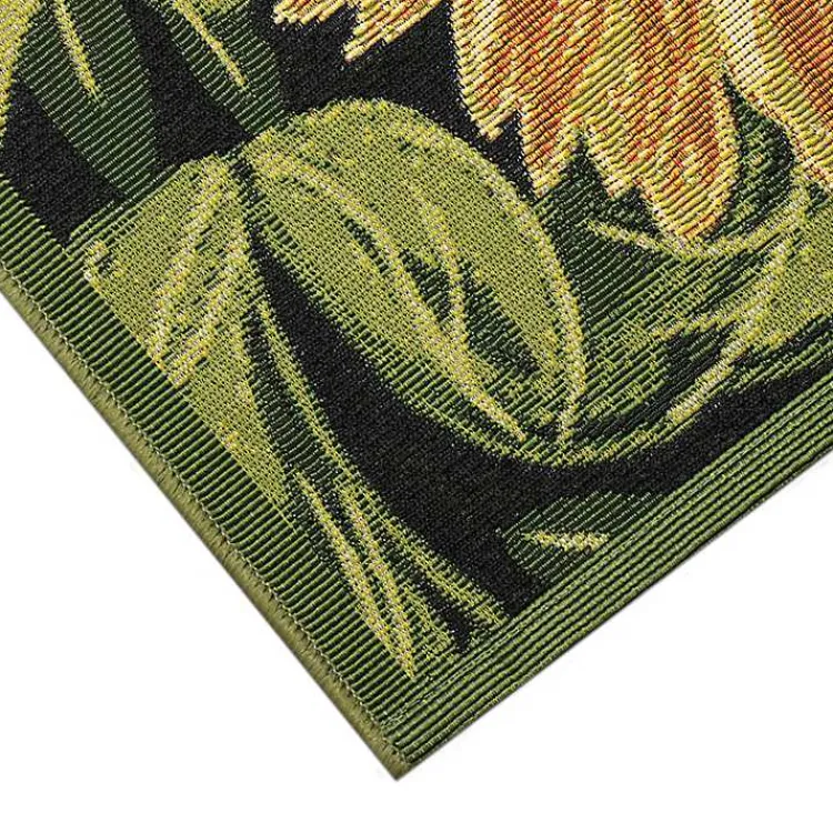 Outdoor Rugs-Kirklands Home Yellow Sunflower Indoor/Outdoor Runner, 1x4