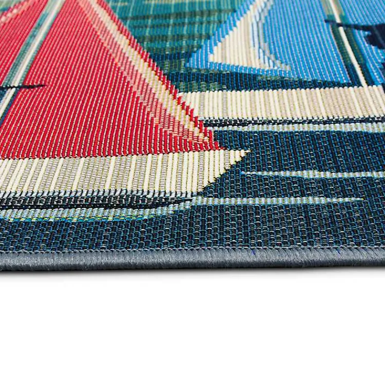 Outdoor Rugs-Kirklands Home Sailboat Dogs Indoor/Outdoor Runner, 1x4 Blue