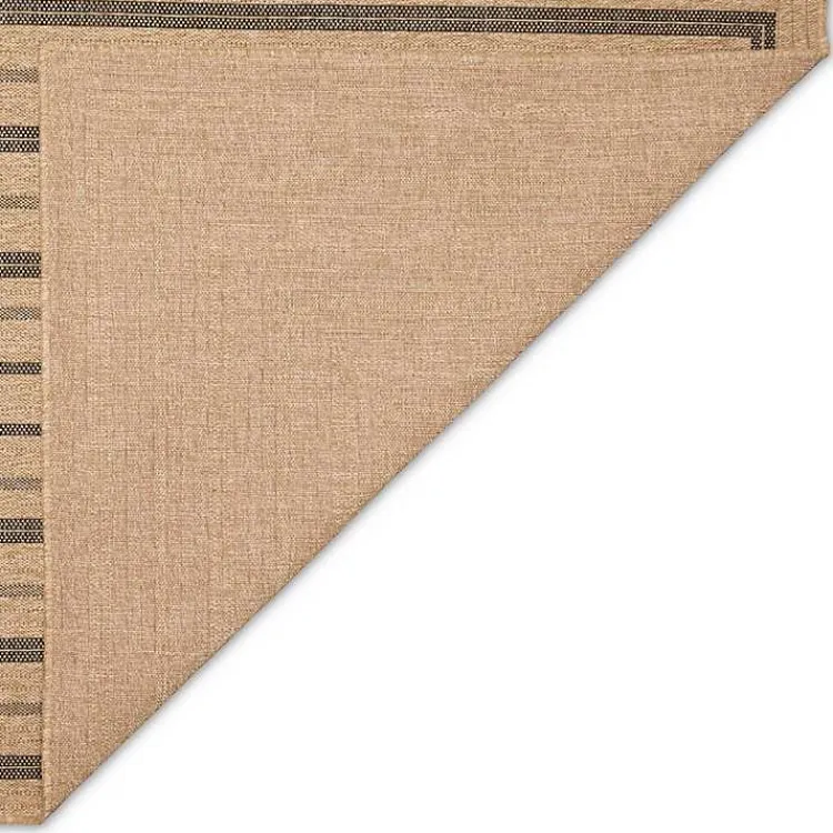 Outdoor Rugs-Kirklands Home Tan and Black Framed Indoor/Outdoor Area Rug, 5x7