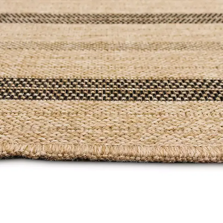 Outdoor Rugs-Kirklands Home Tan and Black Framed Indoor/Outdoor Area Rug, 5x7