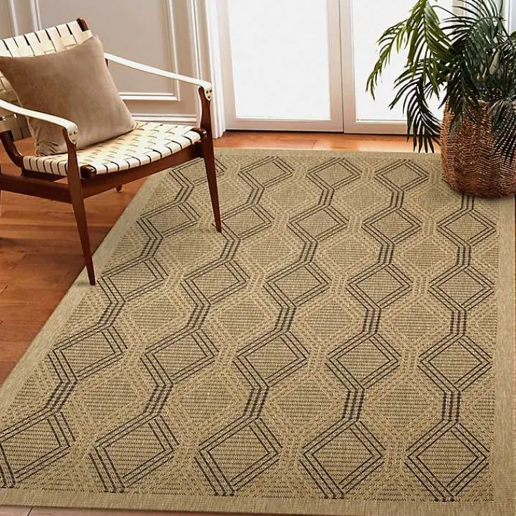 Outdoor Rugs-Kirklands Home Tan & Black Diamonds Indoor/Outdoor Area Rug, 5x7
