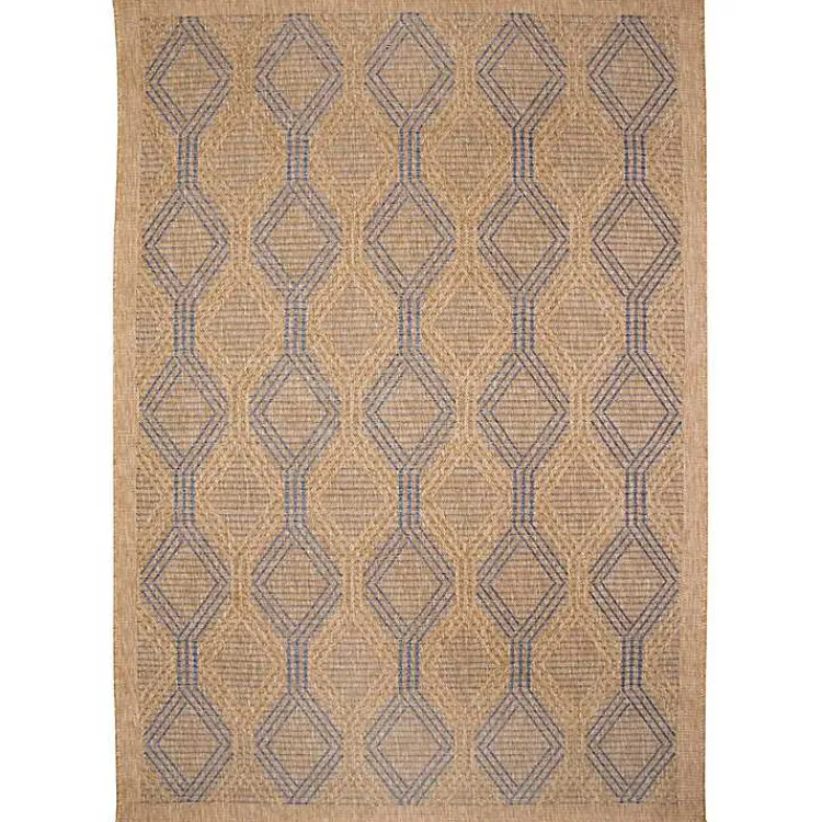 Outdoor Rugs-Kirklands Home Tan & Navy Diamonds Indoor/Outdoor Area Rug, 5x7
