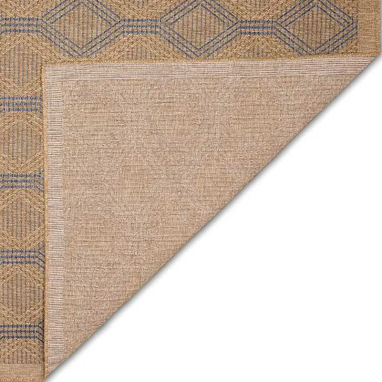 Outdoor Rugs-Kirklands Home Tan & Navy Diamonds Indoor/Outdoor Area Rug, 5x7