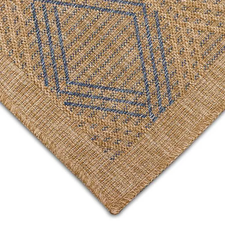 Outdoor Rugs-Kirklands Home Tan & Navy Diamonds Indoor/Outdoor Area Rug, 5x7