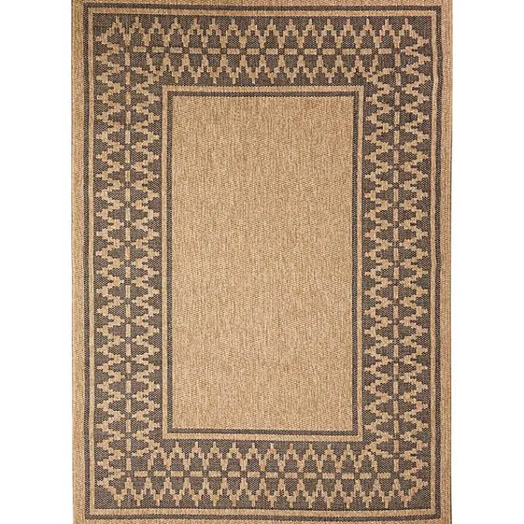 Outdoor Rugs-Kirklands Home Tan & Black Zig Zag Indoor/Outdoor Area Rug, 5x7