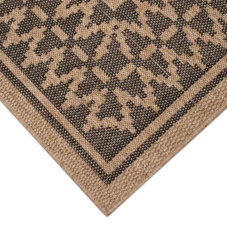 Outdoor Rugs-Kirklands Home Tan & Black Zig Zag Indoor/Outdoor Area Rug, 5x7