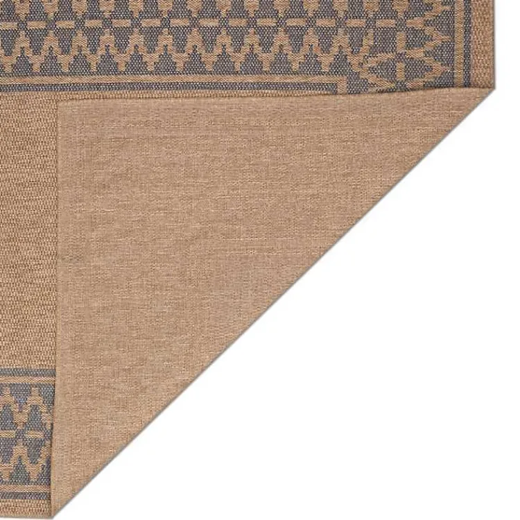 Outdoor Rugs-Kirklands Home Tan & Navy Zig Zag Indoor/Outdoor Area Rug, 5x7