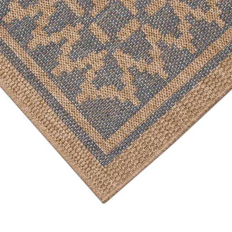 Outdoor Rugs-Kirklands Home Tan & Navy Zig Zag Indoor/Outdoor Area Rug, 5x7