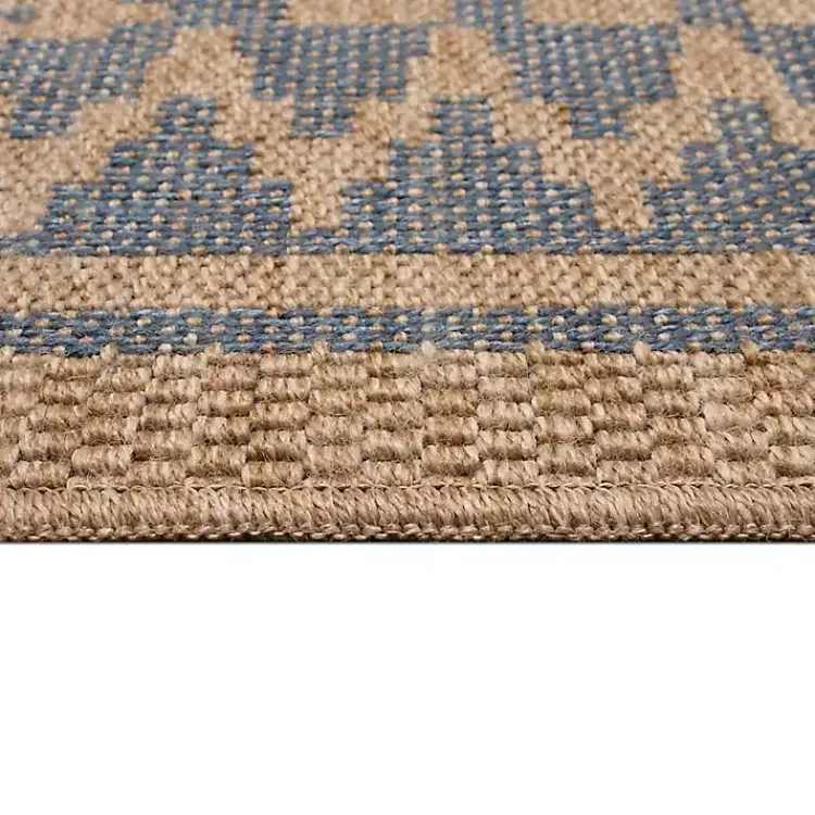Outdoor Rugs-Kirklands Home Tan & Navy Zig Zag Indoor/Outdoor Area Rug, 5x7