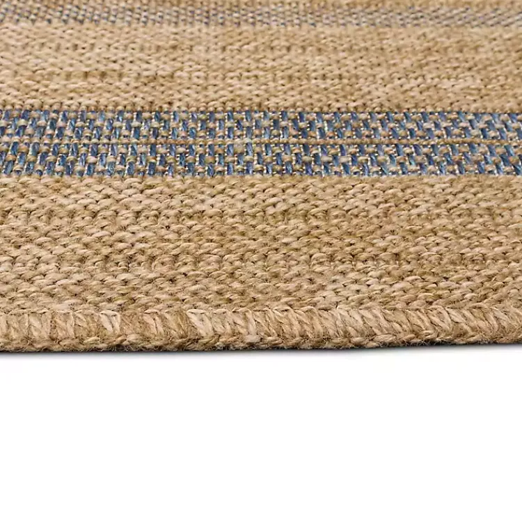 Outdoor Rugs-Kirklands Home Tan and Navy Framed Indoor/Outdoor Area Rug, 7x9