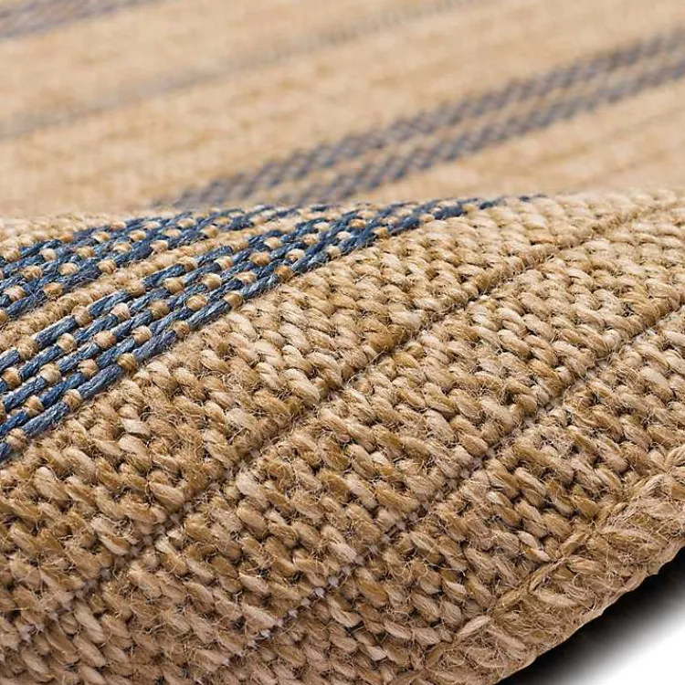 Outdoor Rugs-Kirklands Home Tan and Navy Framed Indoor/Outdoor Area Rug, 7x9