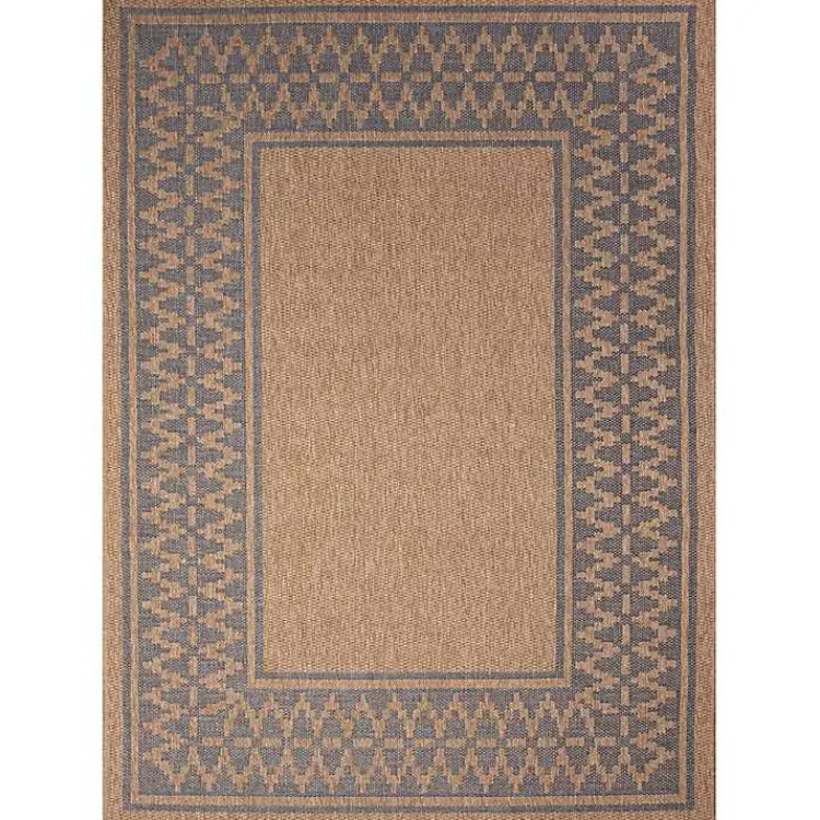 Outdoor Rugs-Kirklands Home Tan & Navy Zig Zag Indoor/Outdoor Area Rug, 7x9