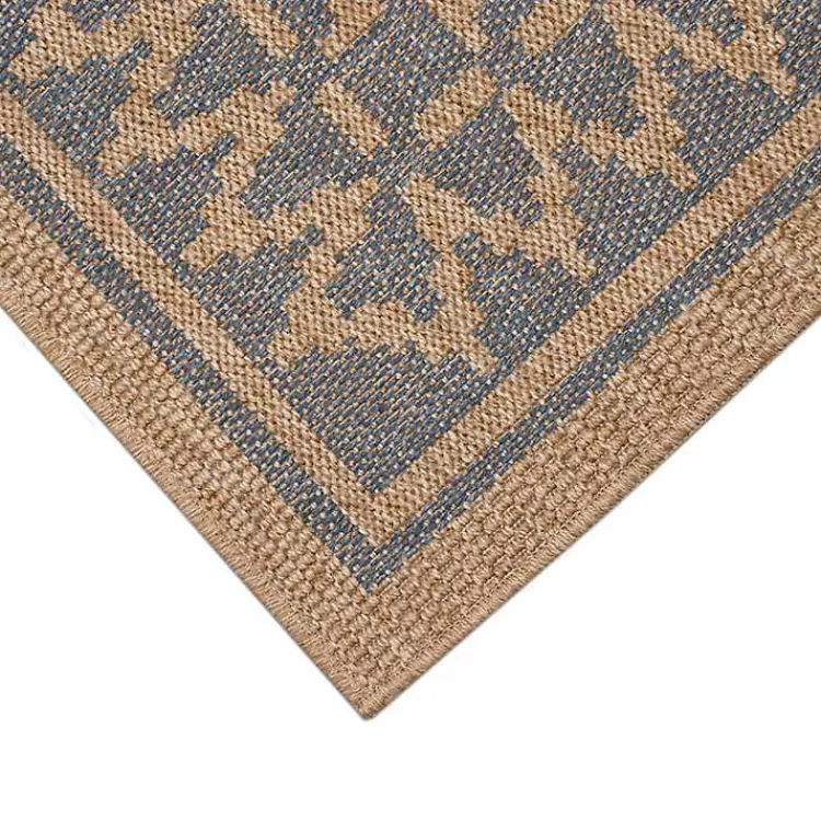 Outdoor Rugs-Kirklands Home Tan & Navy Zig Zag Indoor/Outdoor Area Rug, 7x9