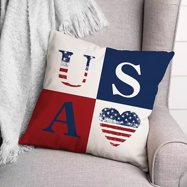 Outdoor Cushions & Pillows-Kirklands Home Fourth of July Rustic USA Indoor/Outdoor Pillow